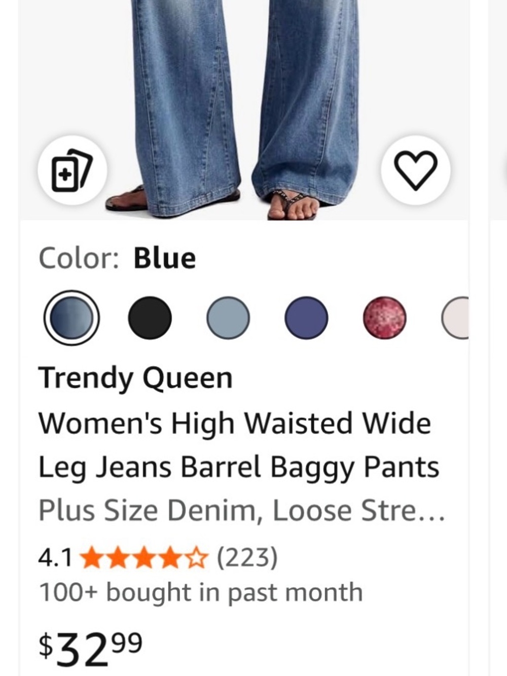 Trendy Queen High-Waisted Wide Leg Jeans - Blue